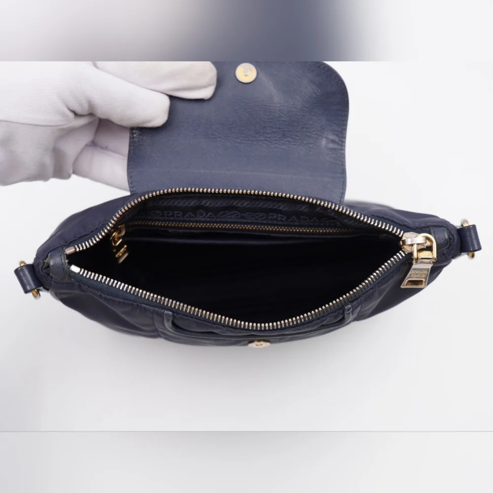 CB50 ❤️ PradaTessuto Nylon Saffiano Crossbody Bag Blue - Picture 12 of 14